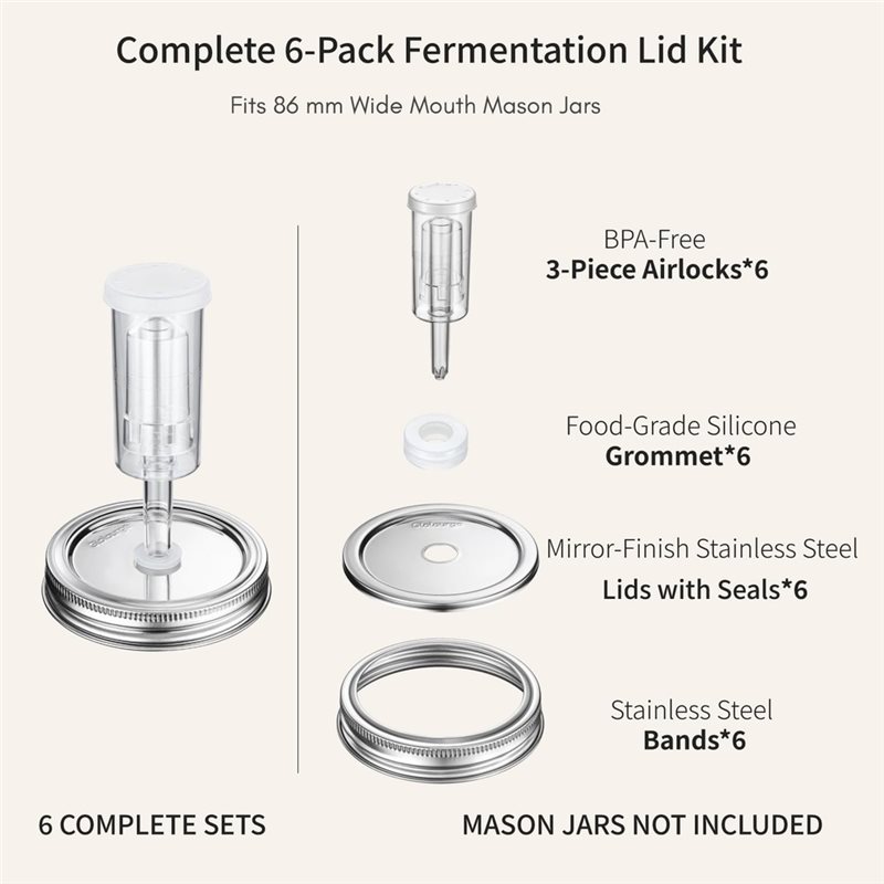 Tampas de Fermentação DTEW par - Mason Jar 8Oz avaliação e preço